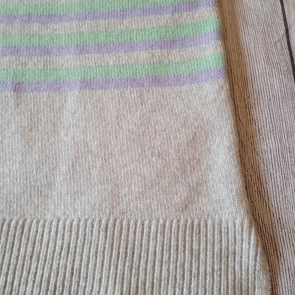 Loft Striped Light Gray Mint Lavender Sweater XS - Picture 6 of 7